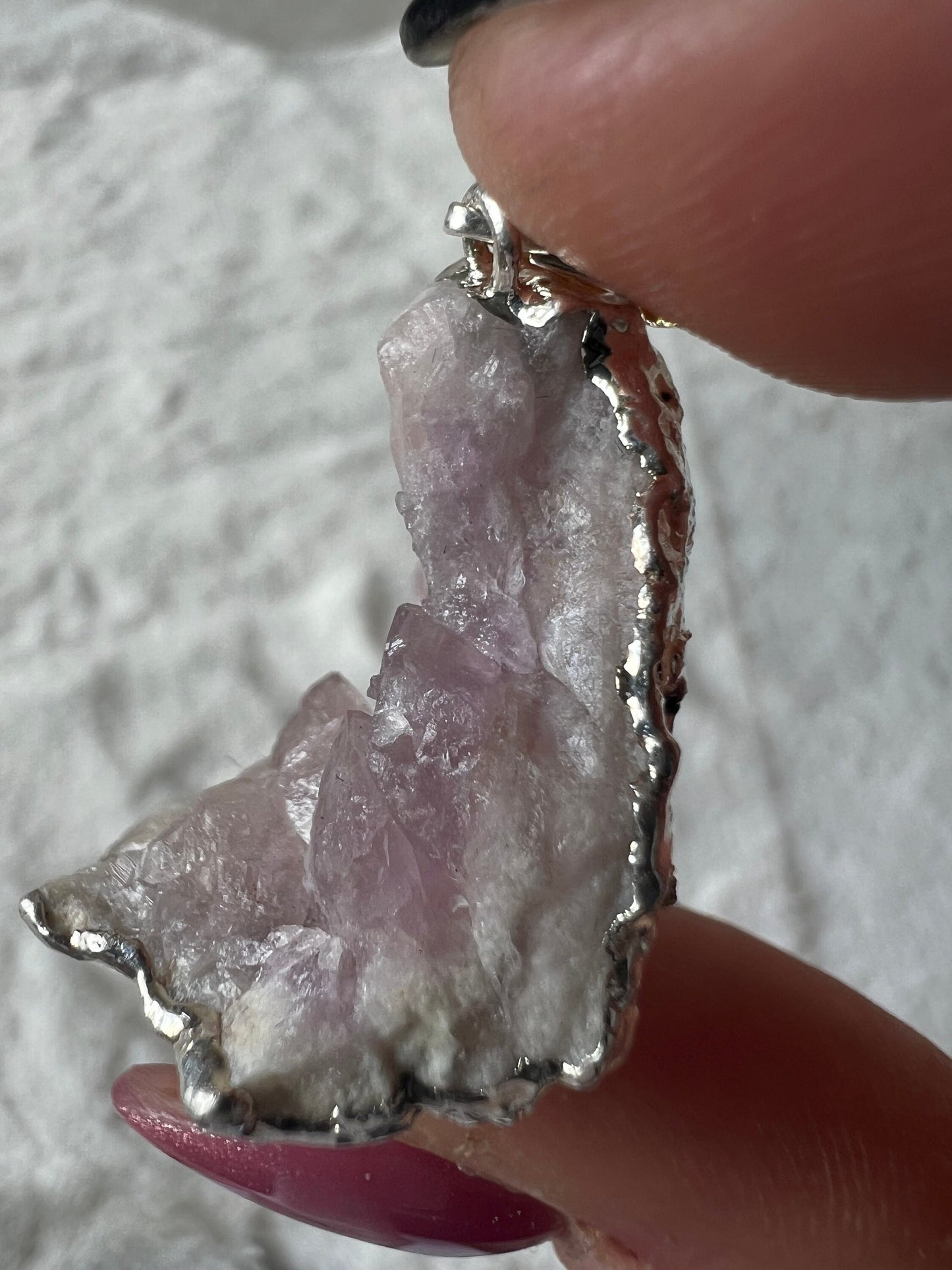 Pink Amethyst Anhänger silberfarben galvanisiert