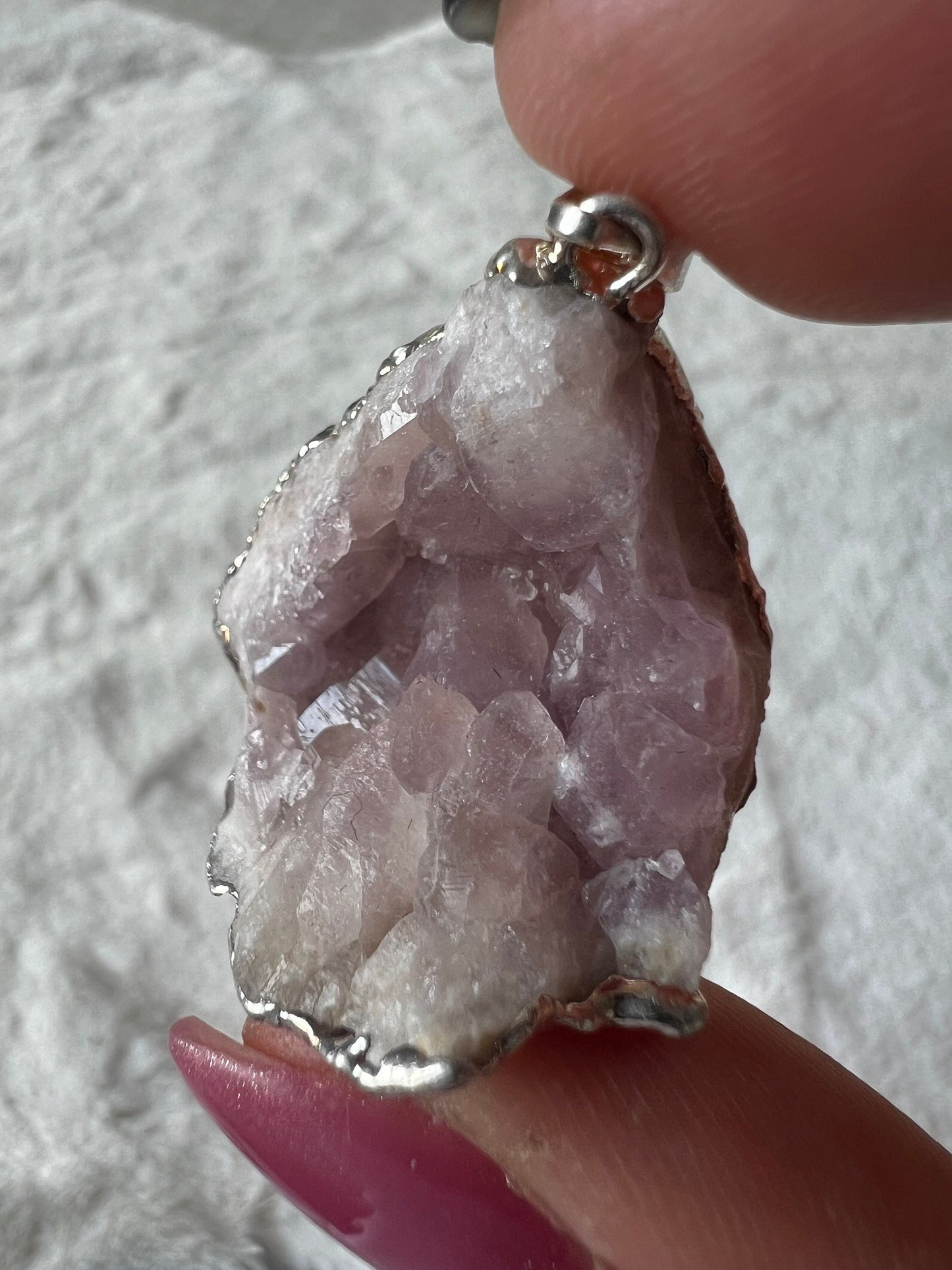 Pink Amethyst Anhänger silberfarben galvanisiert