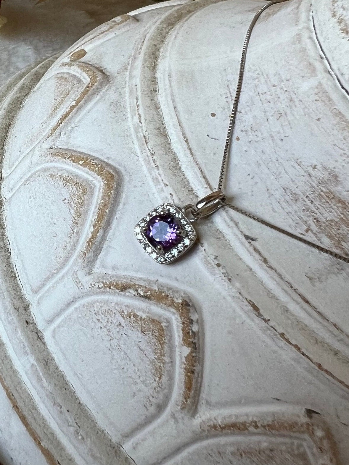 Amethyst/Moissanite Kettenanhänger 925 Silber