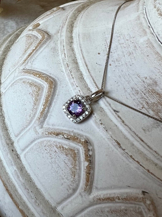 Amethyst/Moissanite Kettenanhänger 925 Silber