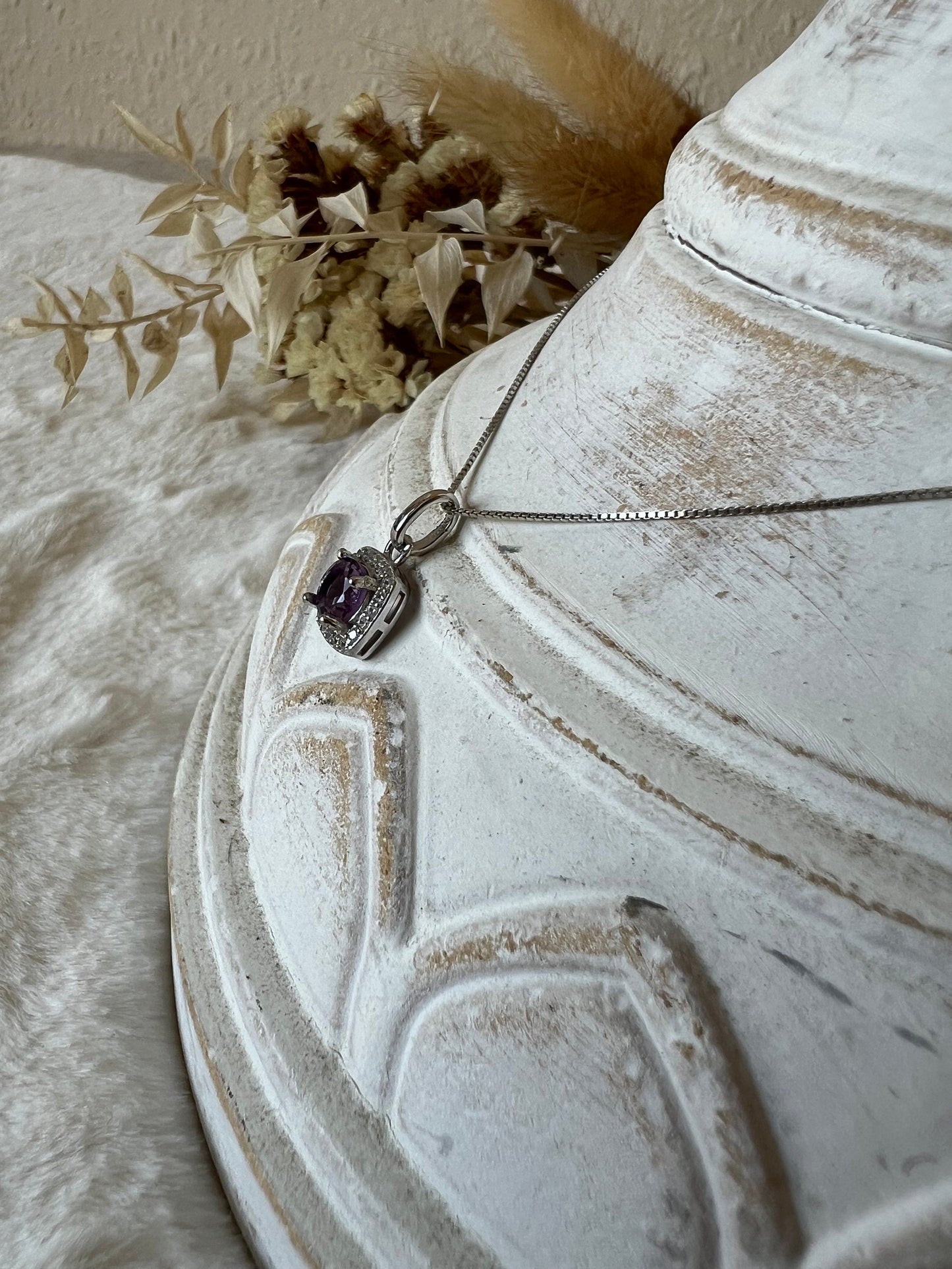 Amethyst/Moissanite Kettenanhänger 925 Silber
