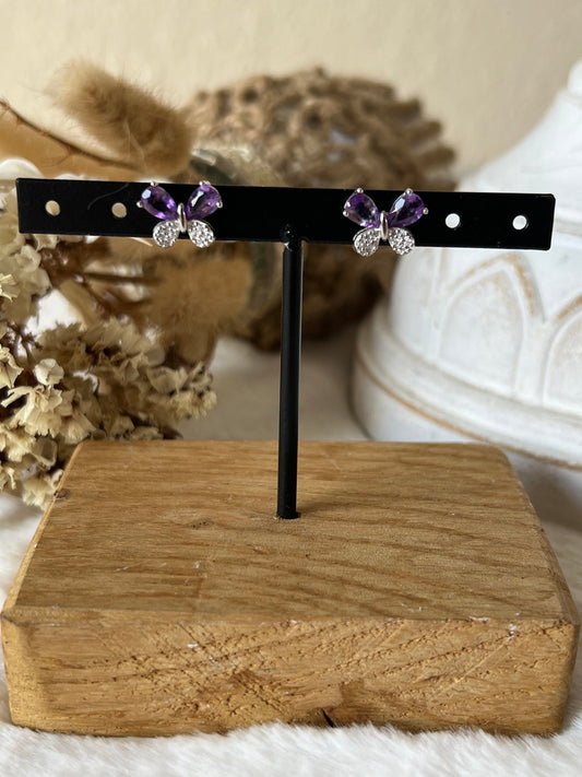 Amethyst | Granat | Peridot Schmetterling Ohrstecker 925 Silber
