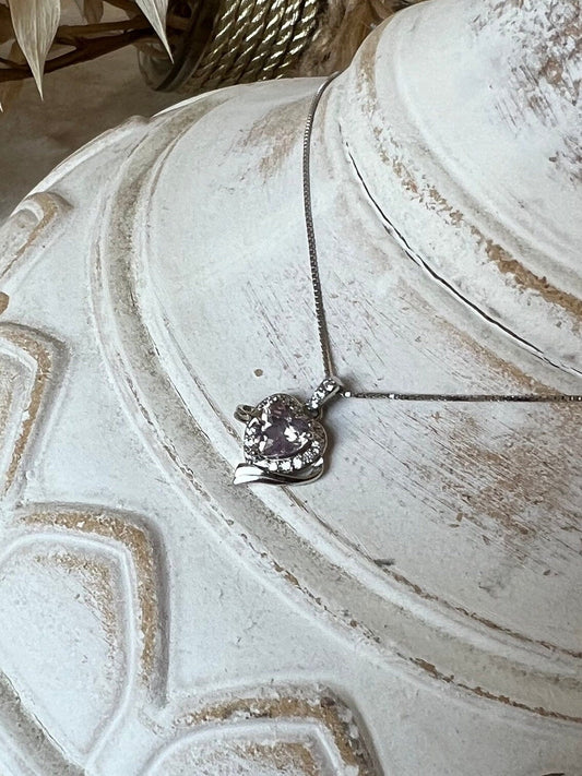 Lavendel Mondquarz Herz Anhänger 925 Silber