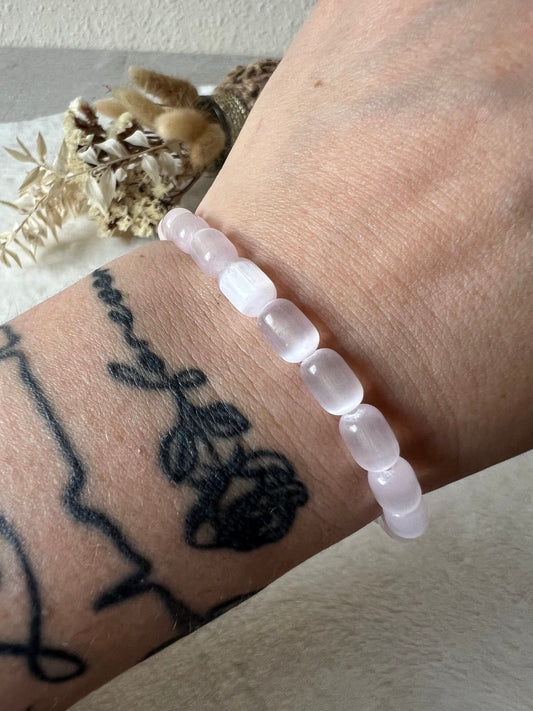 Selenit rosa Armband 6mm