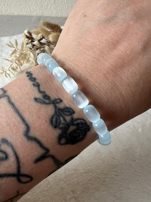 Selenit blau Armband 6mm