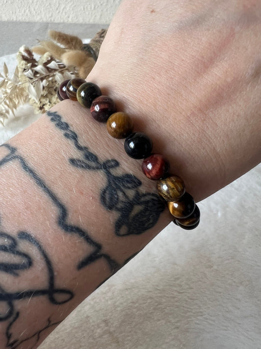 Tigerauge (gelb,rot,blau) Armband 8mm