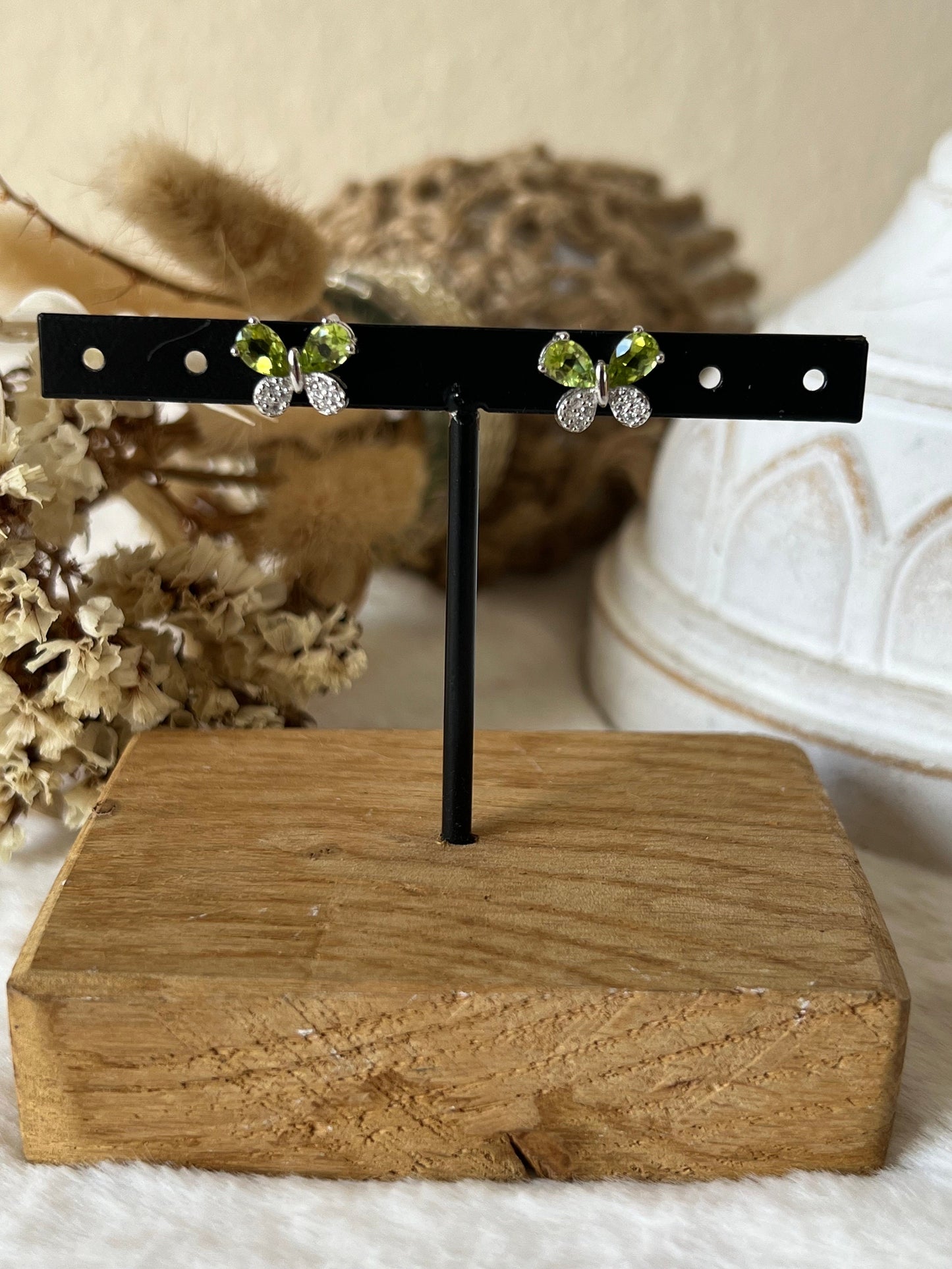 Amethyst | Granat | Peridot Schmetterling Ohrstecker 925 Silber