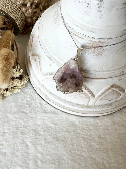 Pink Amethyst Anhänger silberfarben galvanisiert