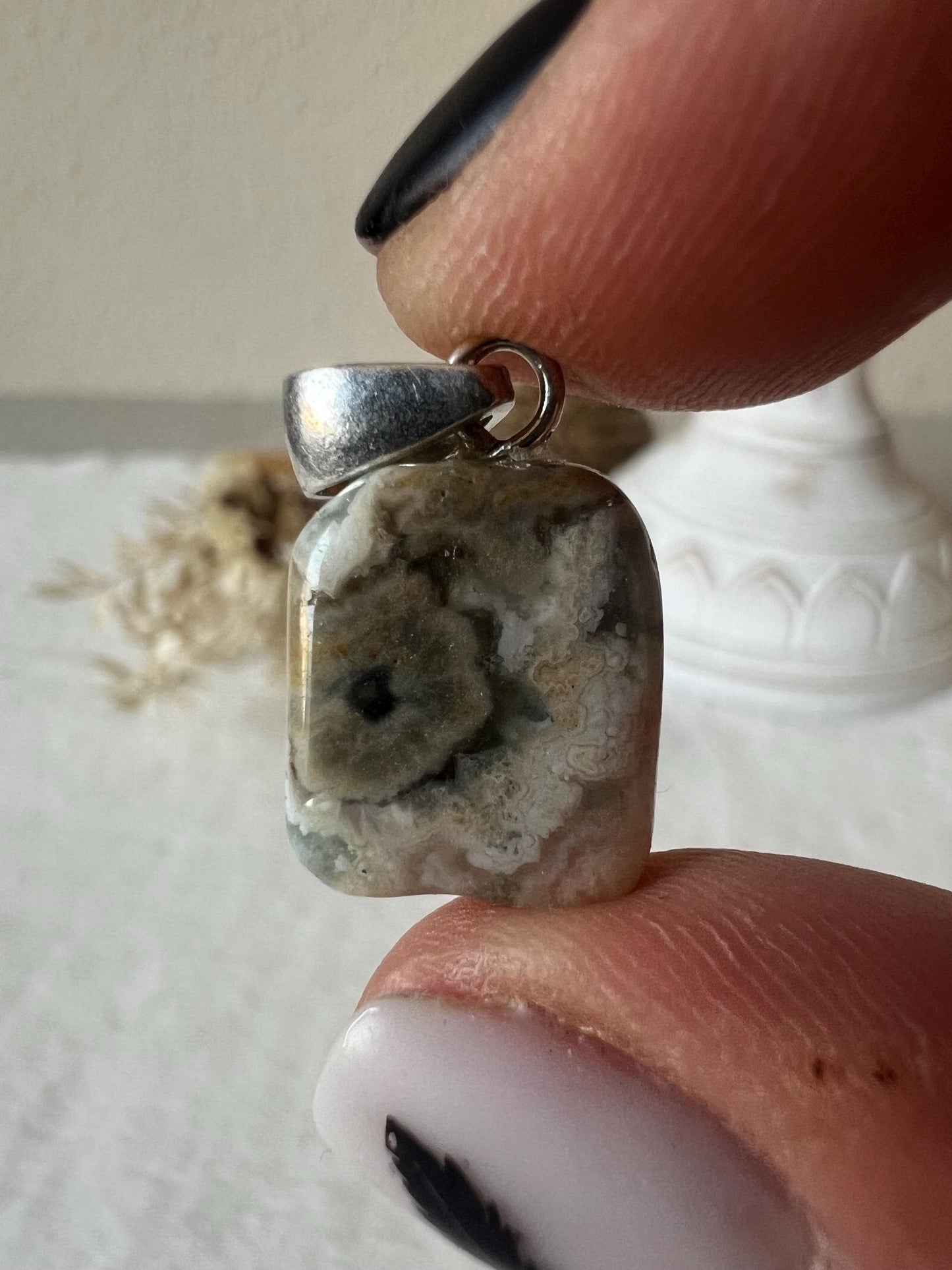 Ozean Jaspis Old Stock Kettenanhänger 925 Silber