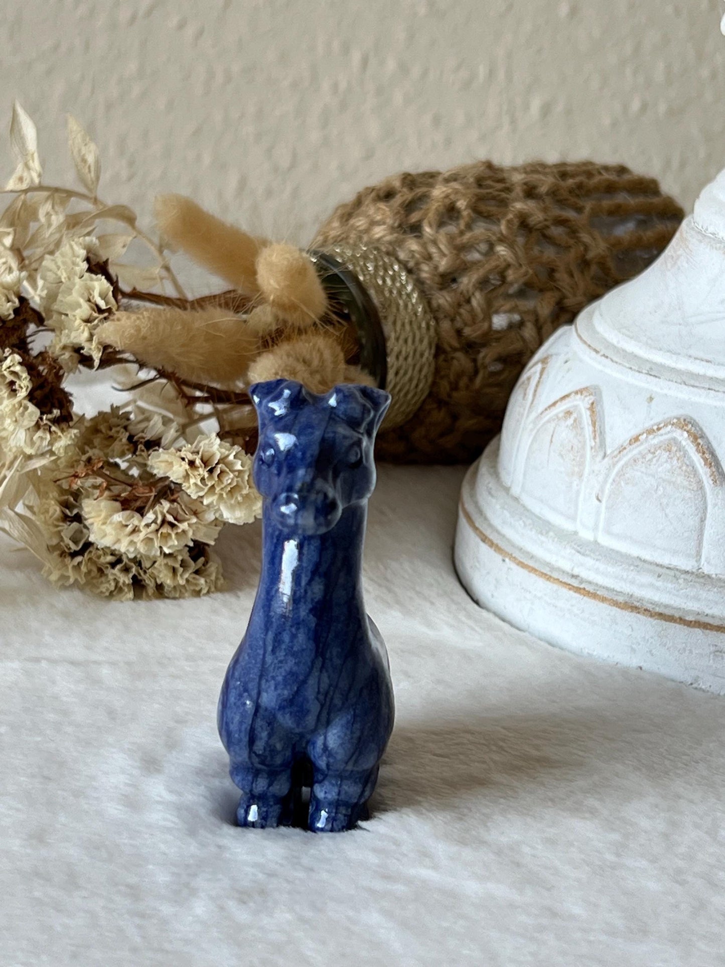 Giraffen Carving aus blauen Aventurin