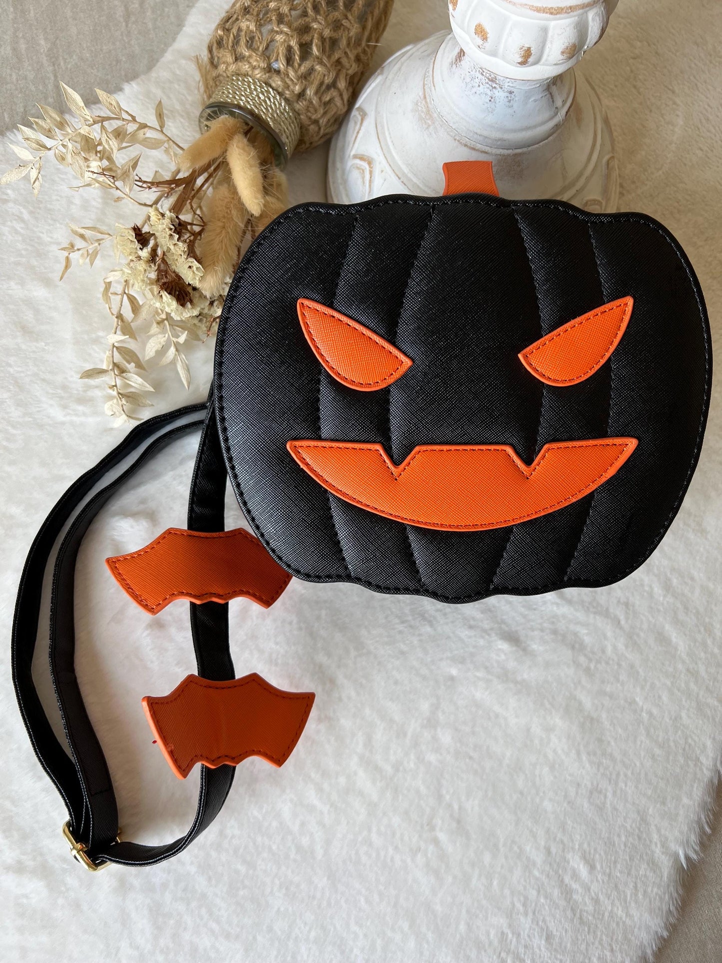 Kürbis Tasche schwarz orange