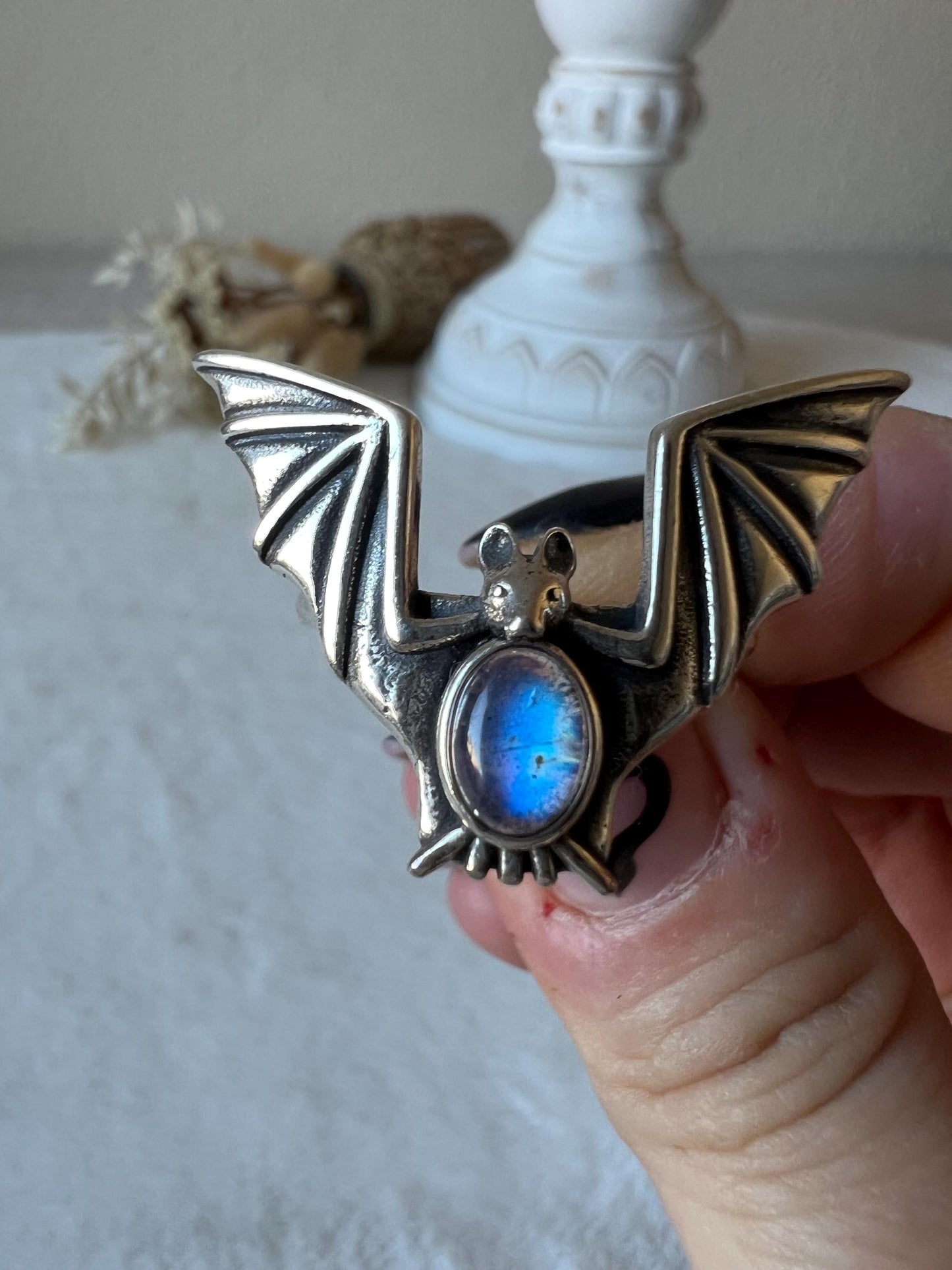 Fledermaus Labradorit Ring 925 Silber