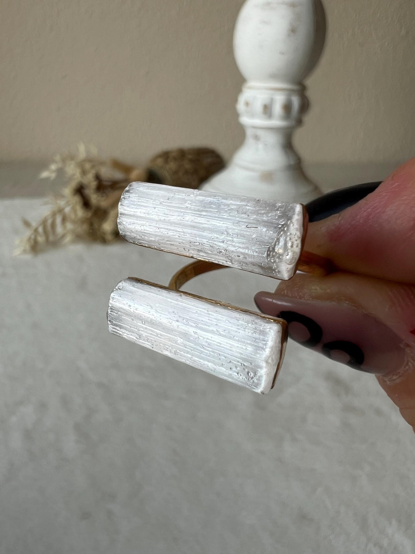 Selenit Ring goldfarben galvanisiert
