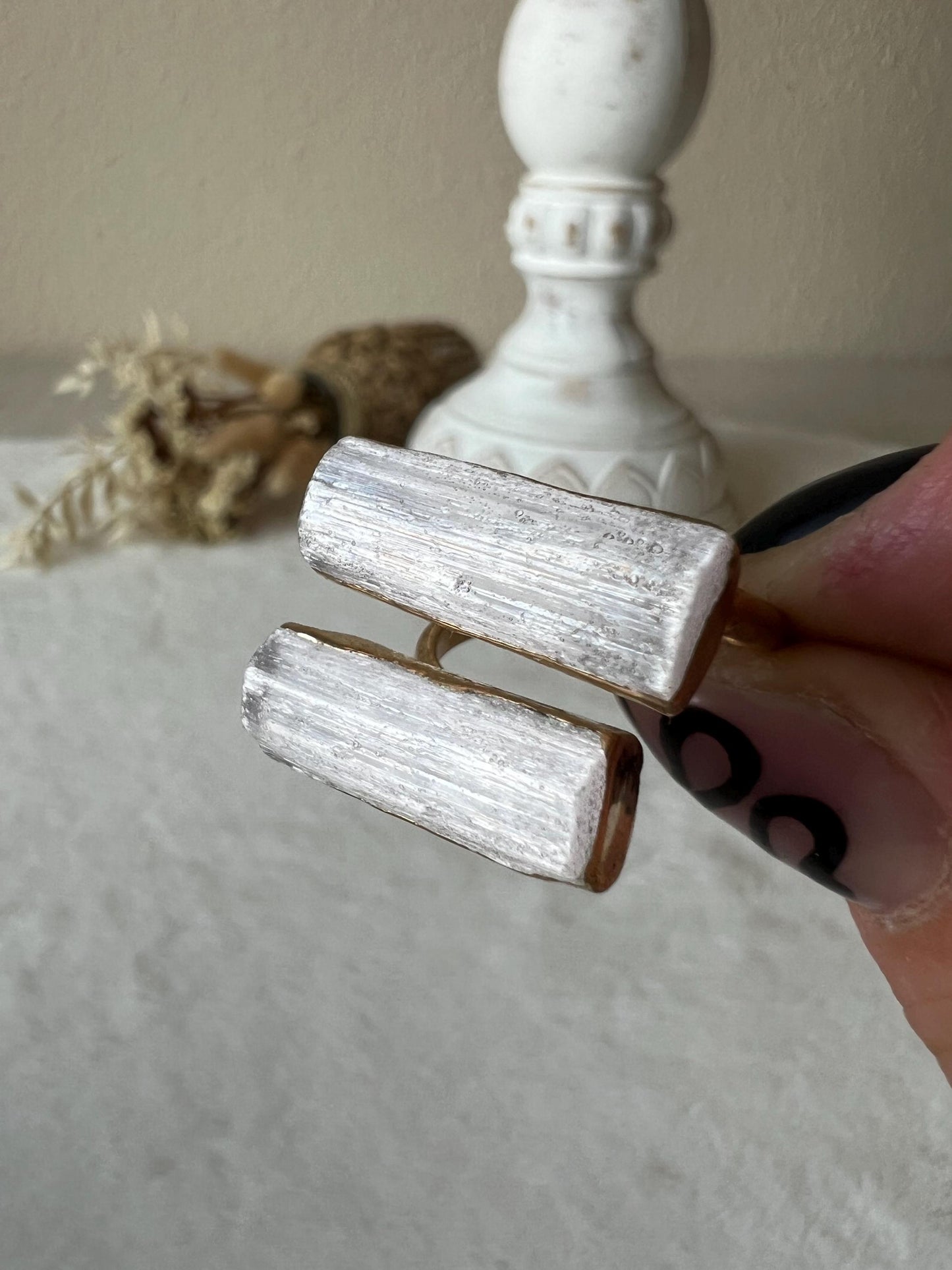 Selenit Ring goldfarben galvanisiert