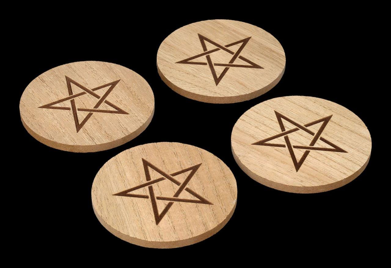 Pentagramm Untersetzer Holz