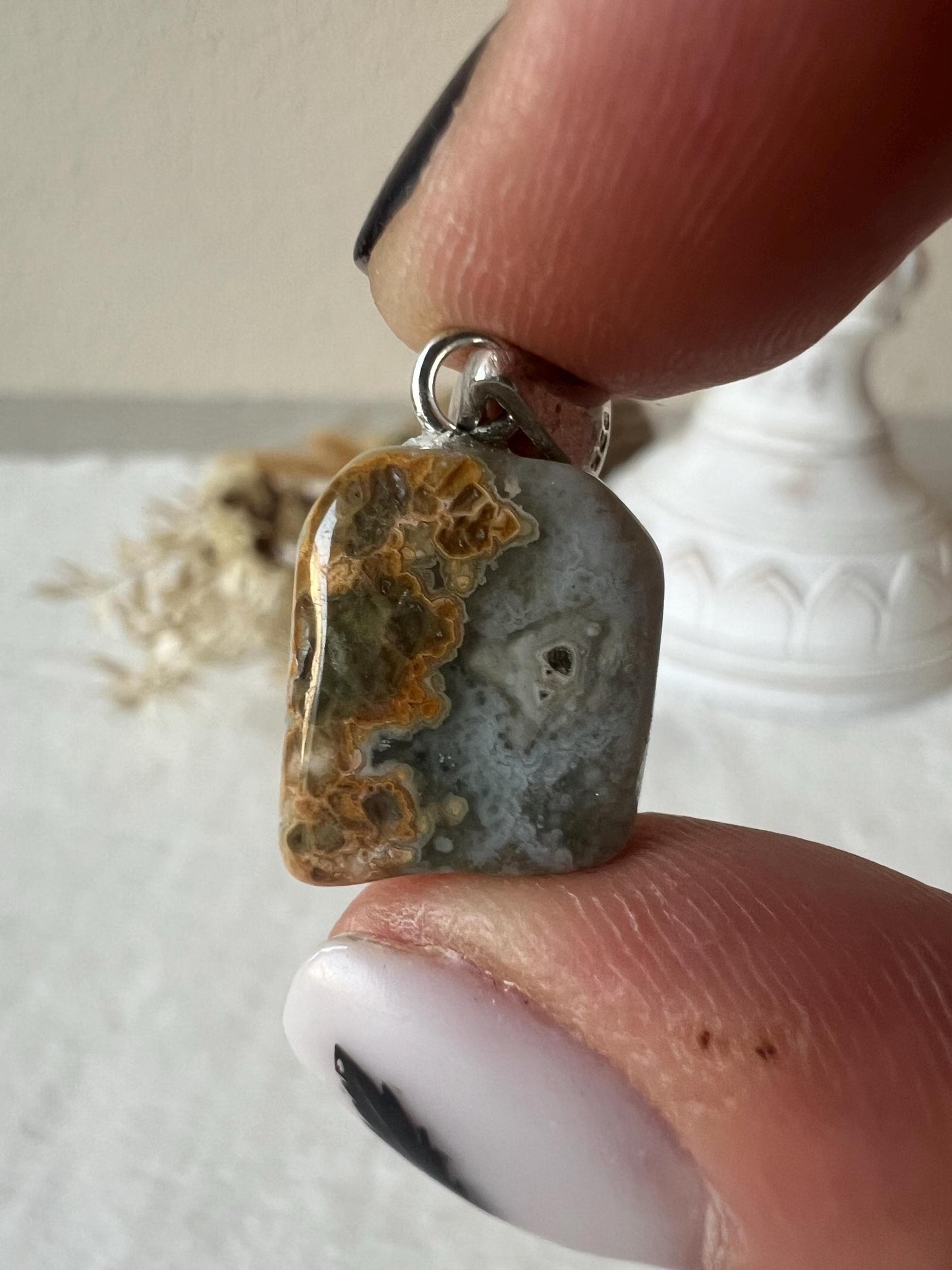 Ozean Jaspis Old Stock Kettenanhänger 925 Silber