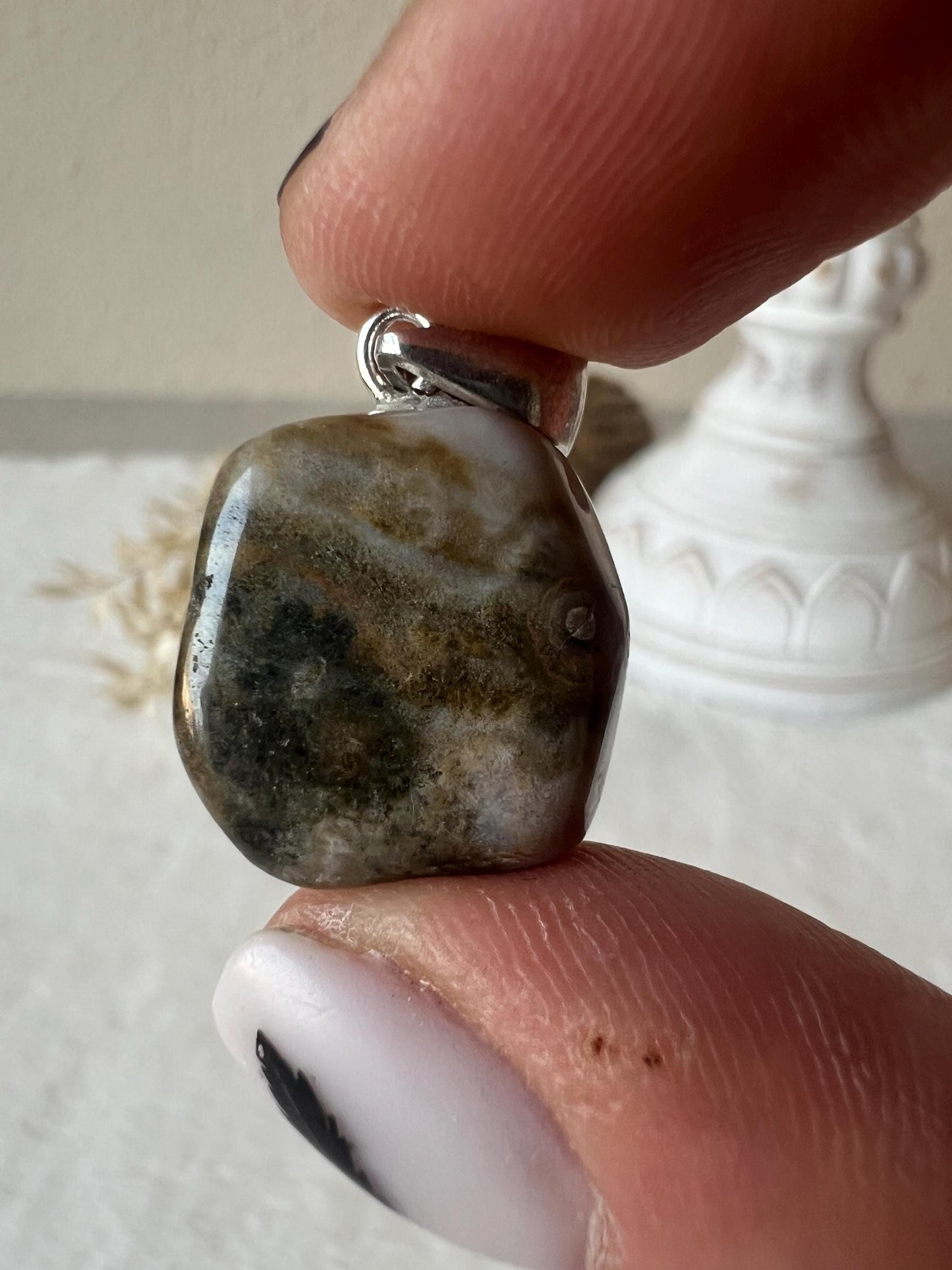 Ozean Jaspis Old Stock Kettenanhänger 925 Silber
