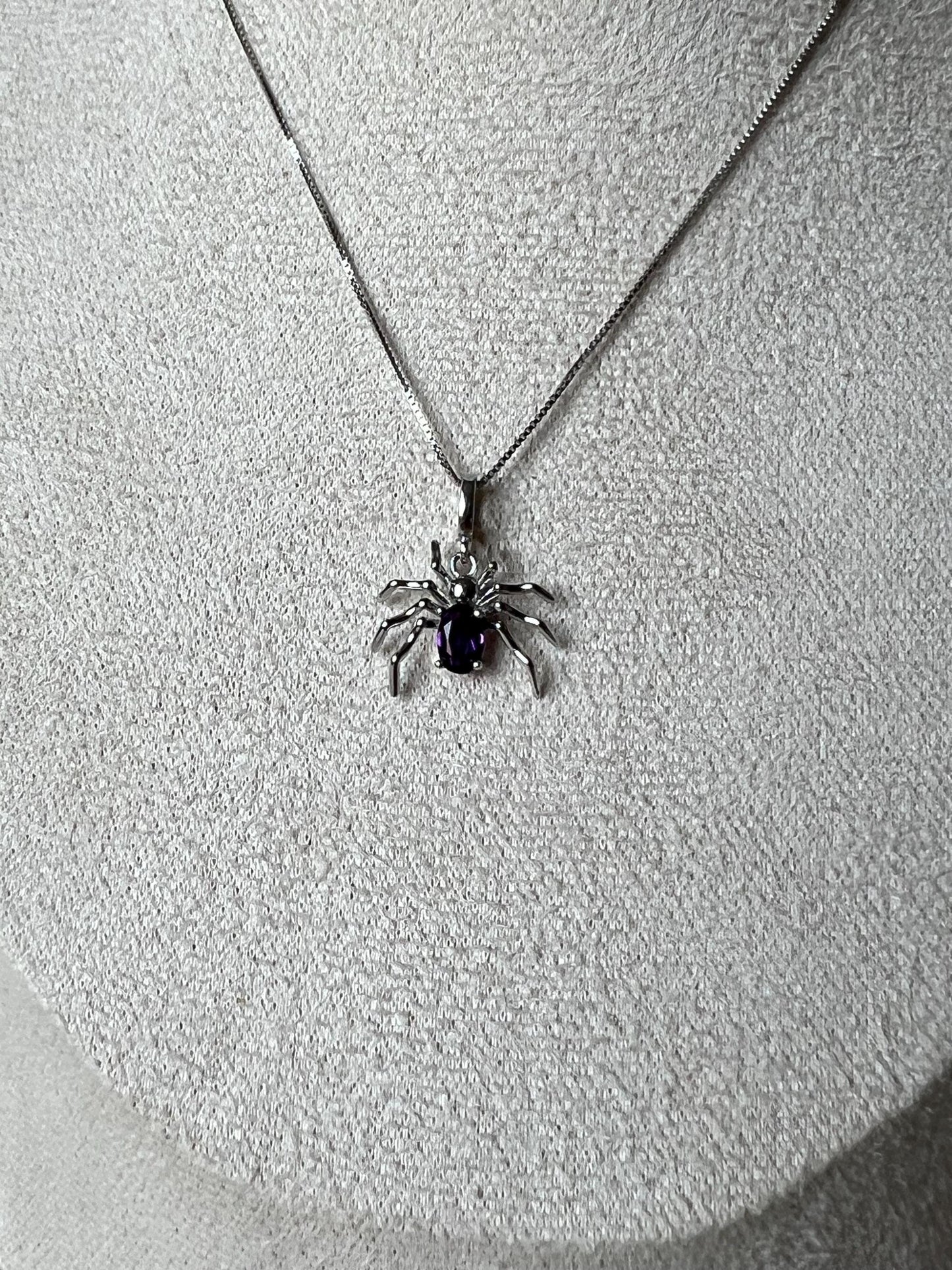 Obsidian,Bergkristall,Amethyst Spinne Kettenanhänger 925 Silber