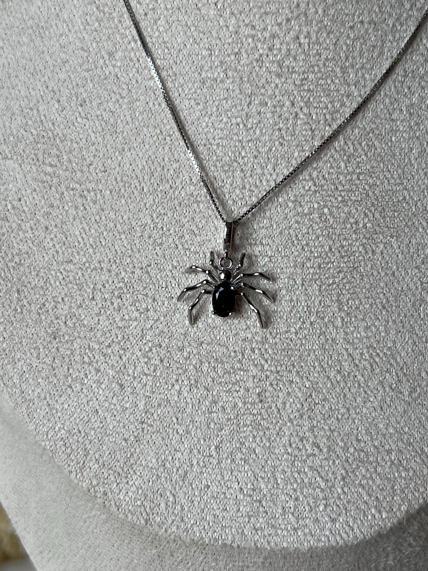 Obsidian,Bergkristall,Amethyst Spinne Kettenanhänger 925 Silber
