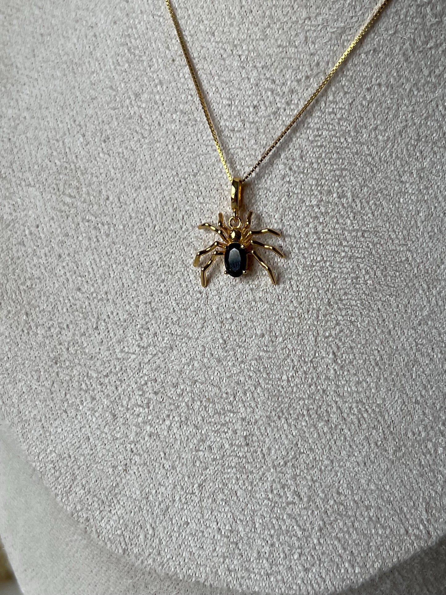 Obsidian,Bergkristall,Amethyst Spinne Kettenanhänger 925 Silber/18k vergoldet