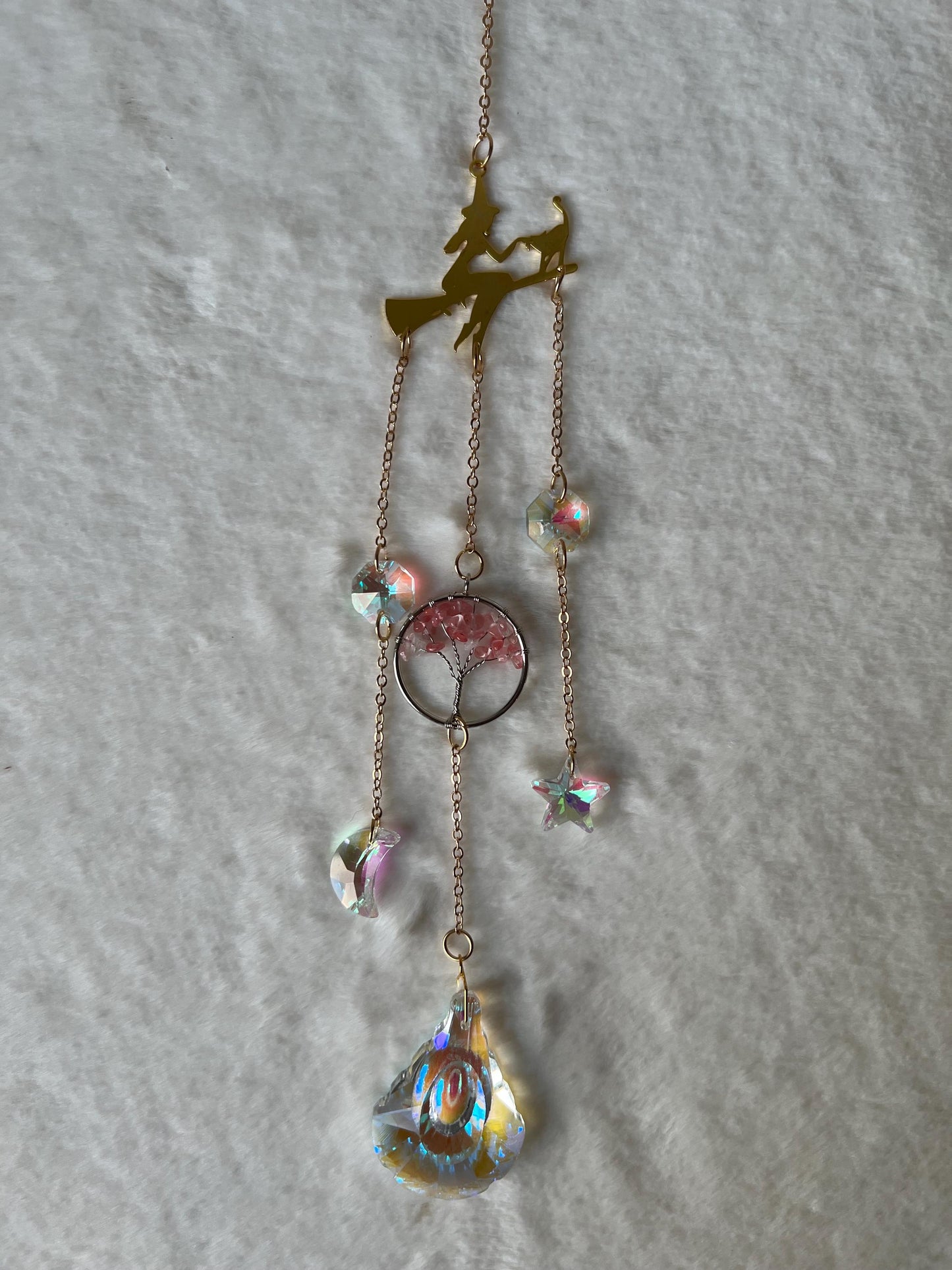 Halloween Sonnenfänger Suncatcher Gold Lebensbaum Aventurin
