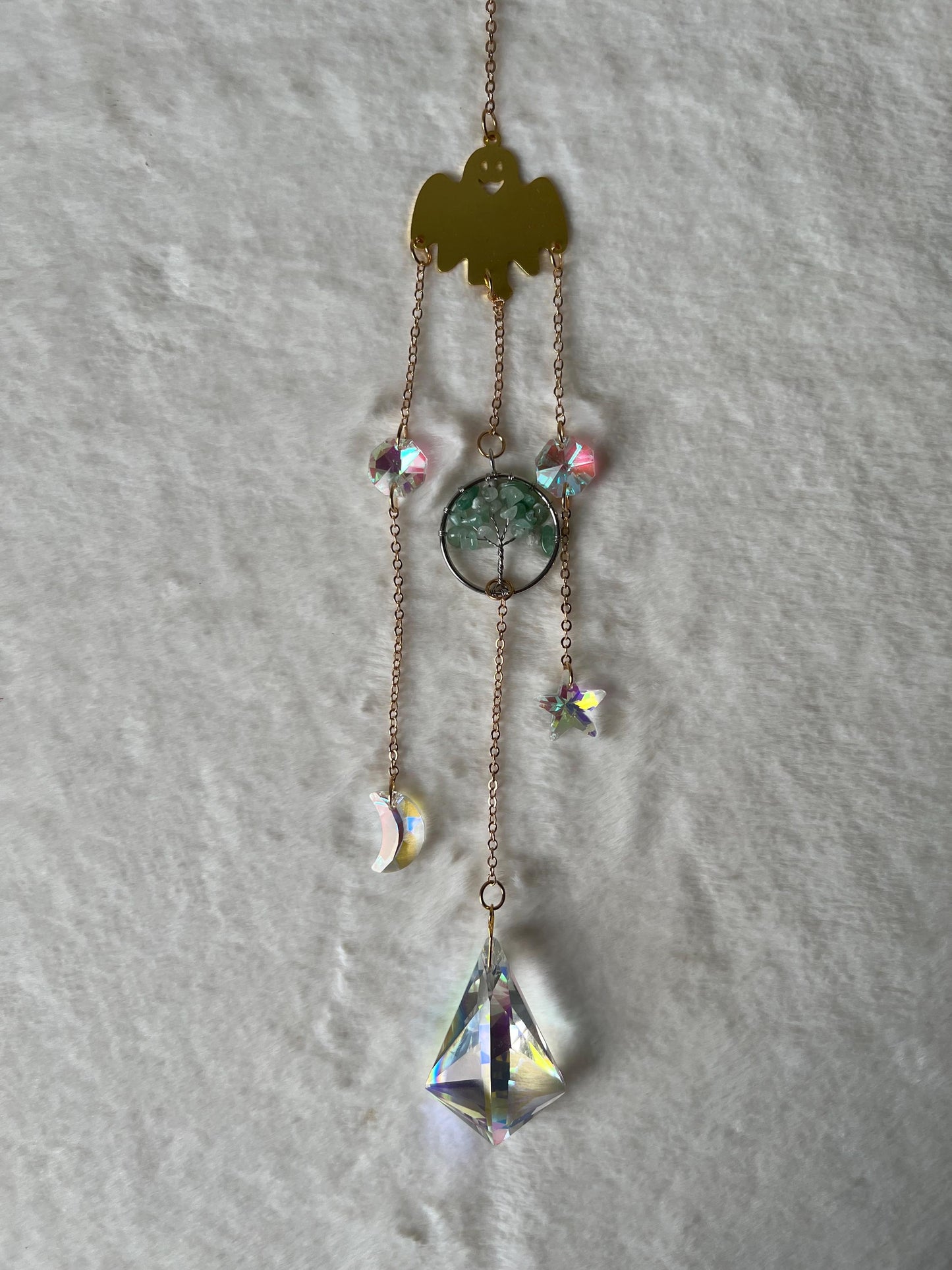 Halloween Sonnenfänger Suncatcher Gold Lebensbaum Aventurin