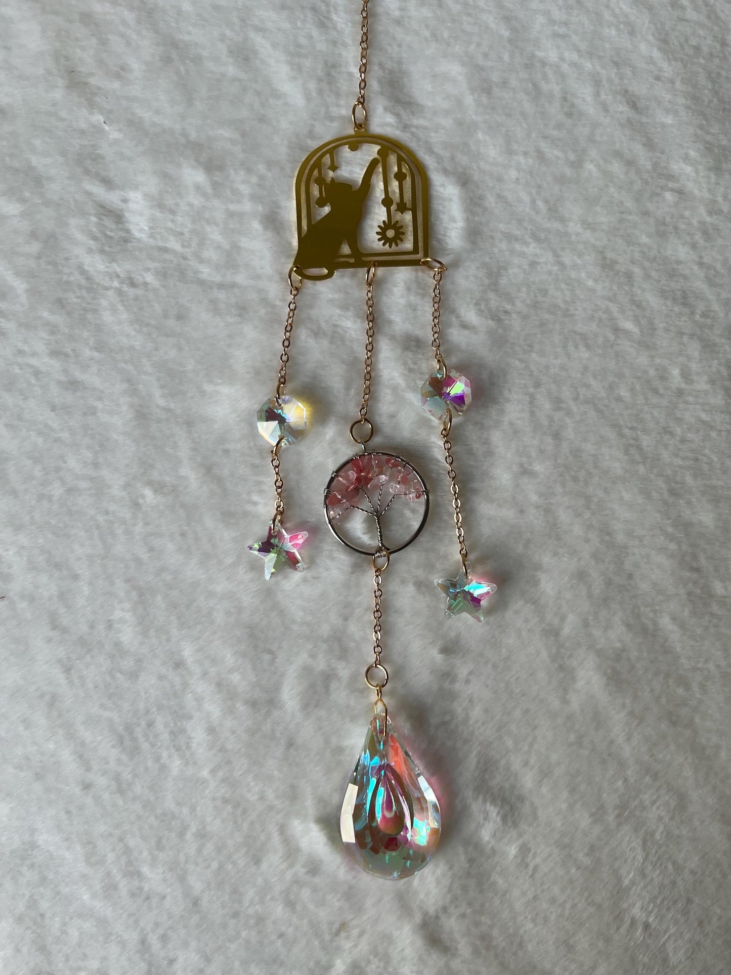 Halloween Sonnenfänger Suncatcher Gold Lebensbaum Aventurin