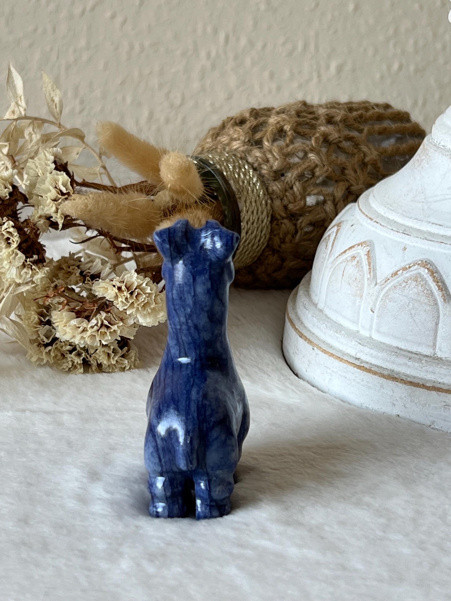Giraffen Carving aus blauen Aventurin