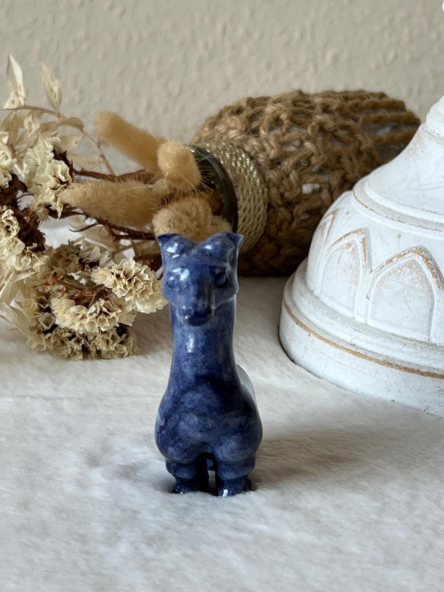 Giraffen Carving aus blauen Aventurin