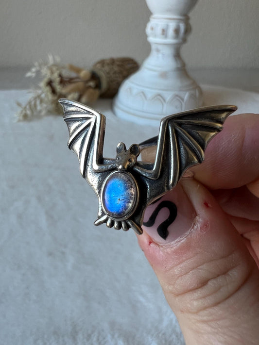 Fledermaus Labradorit Ring 925 Silber