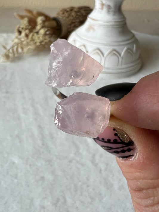 925 Silber Rosenquarz Rohstein Ring