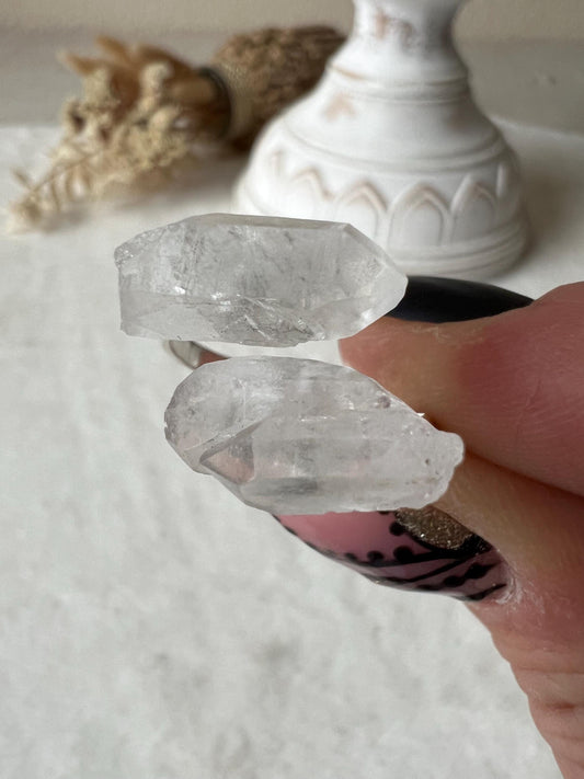 925 Silber Bergkristall Rohstein Ring