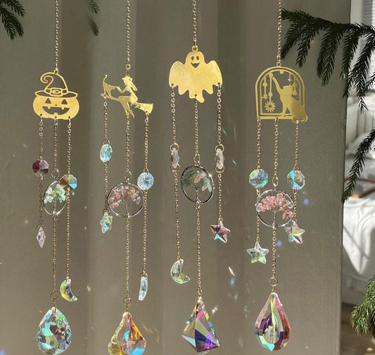 Halloween Sonnenfänger Suncatcher Gold Lebensbaum Aventurin