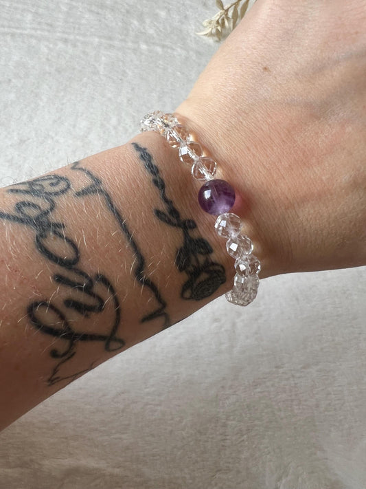 Amethyst Bergkristall faccettiert Armband 8mm/10mm