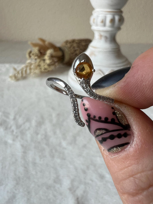Citrin Schlangenring 925 Silber