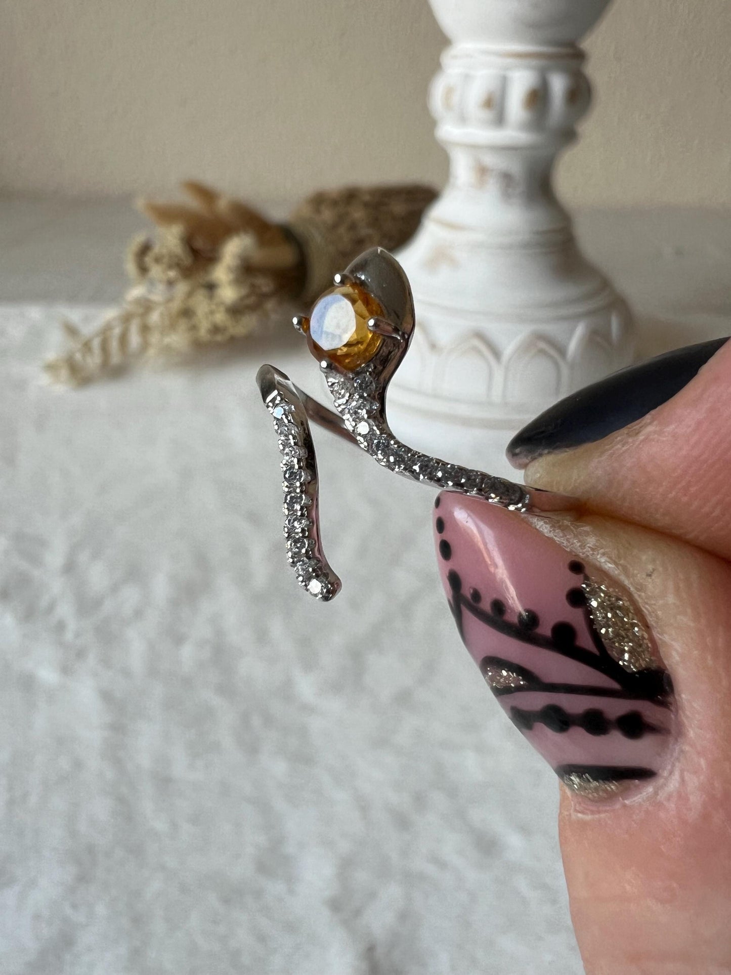 Citrin Schlangenring 925 Silber