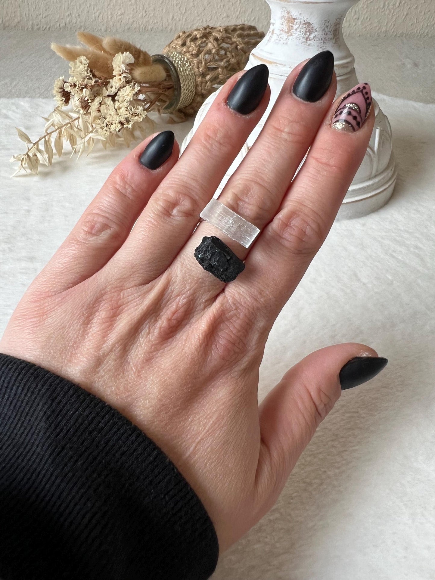 925 Silber Turmalin Rohstein Ring
