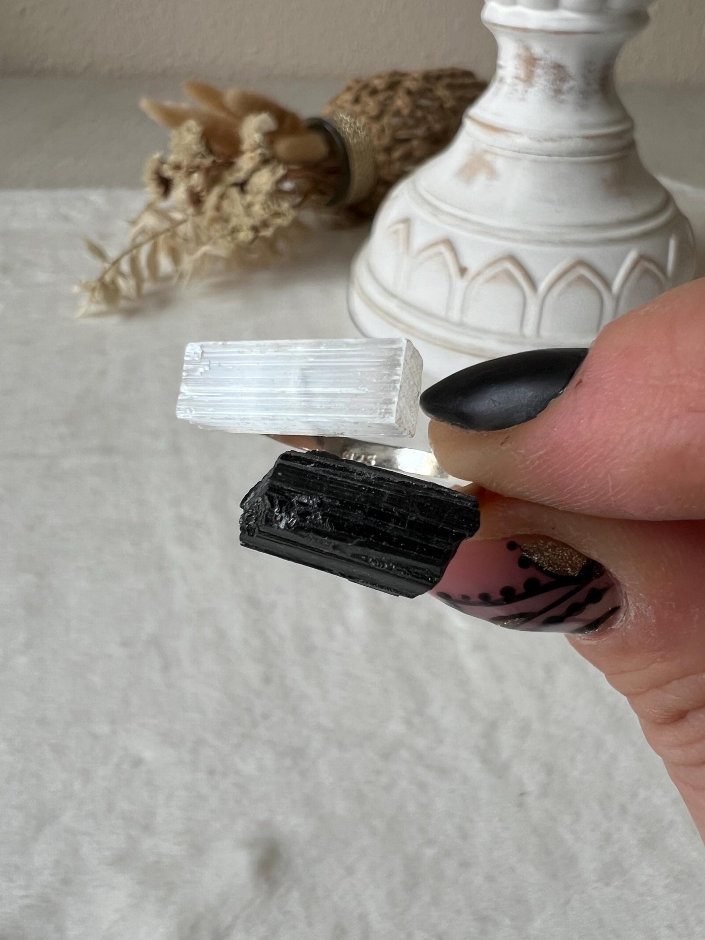 925 Silber Turmalin Rohstein Ring