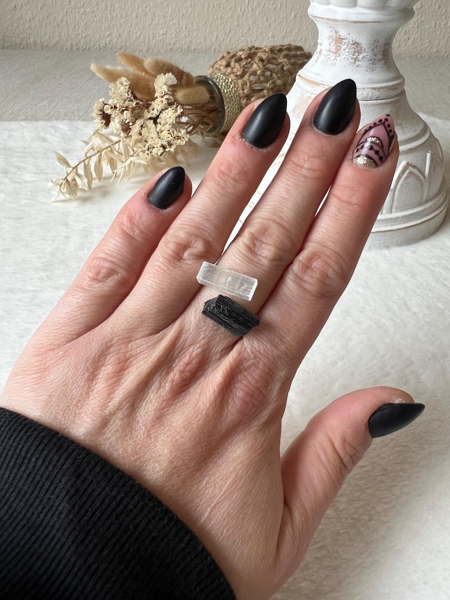 925 Silber Turmalin Rohstein Ring