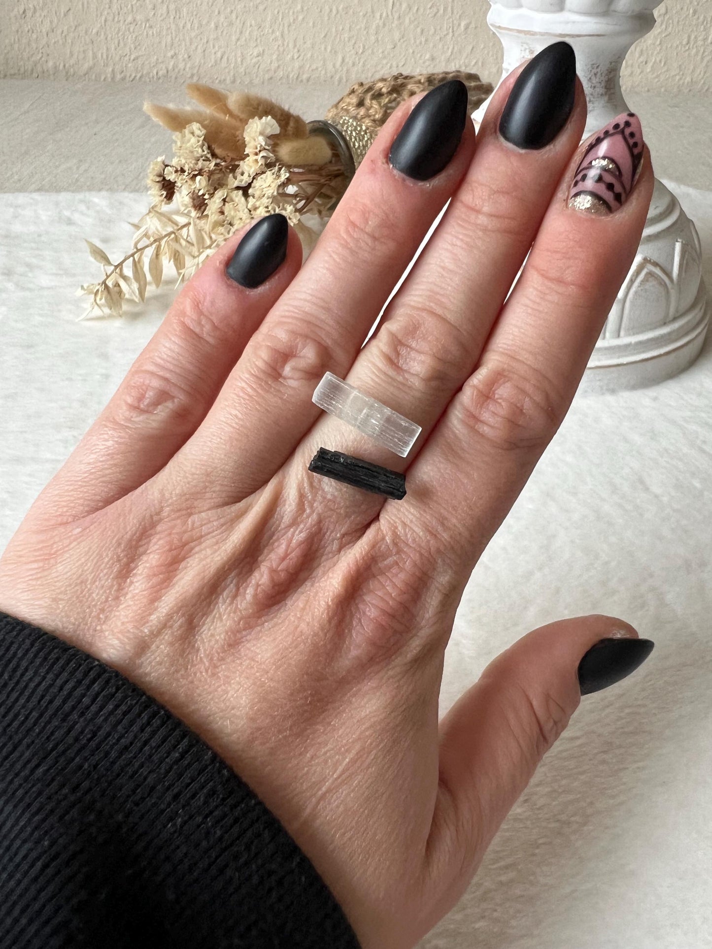 925 Silber Turmalin Rohstein Ring