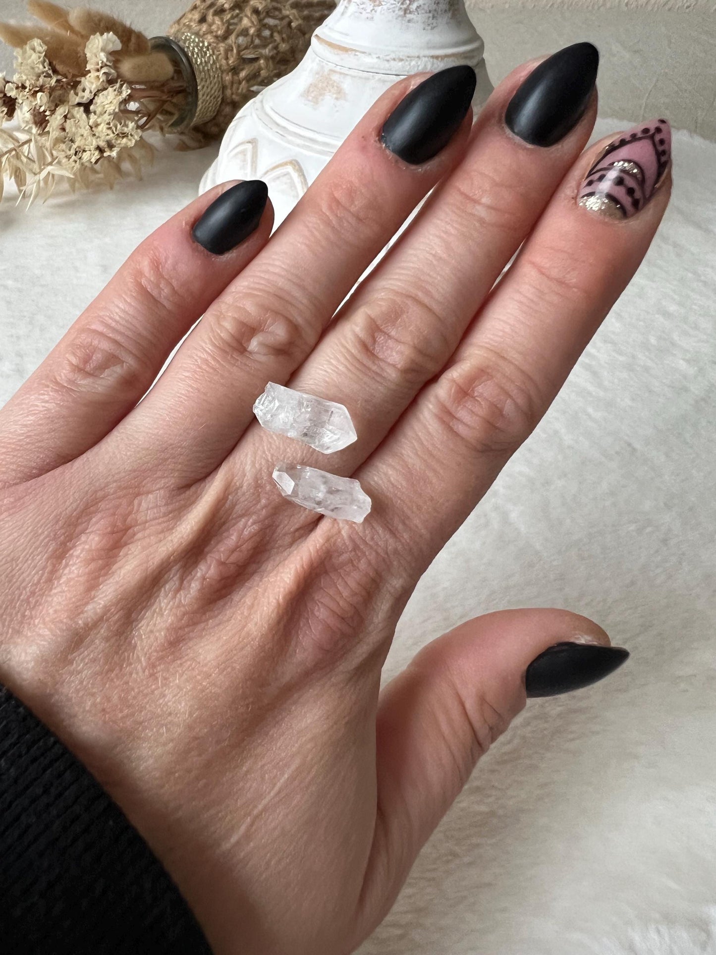 925 Silber Bergkristall Rohstein Ring