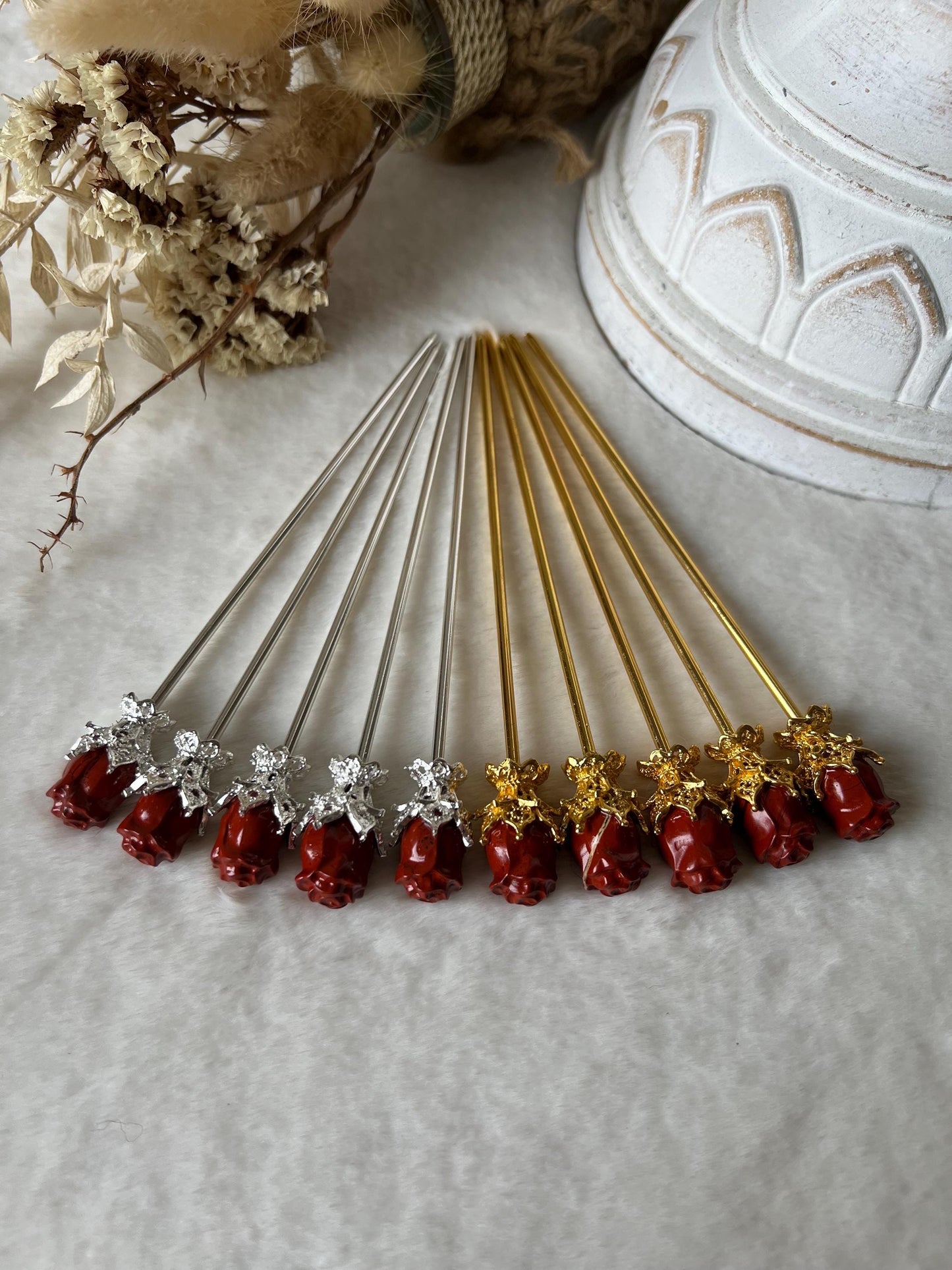 Rote Jaspis Rosen Gold und Silber