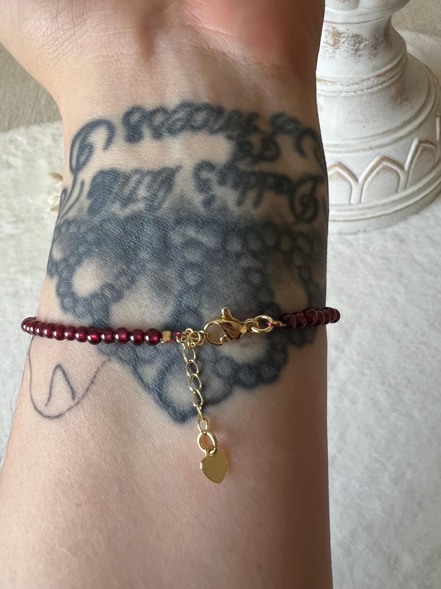 Granat Turmalin Fußkette goldener Verschluss ab Gr.19