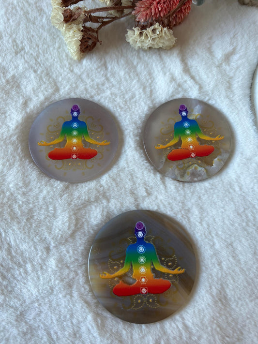 Achatscheibe mit Yoga Chakra
