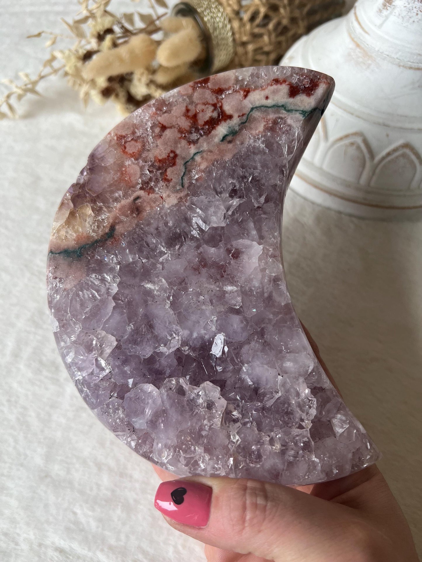 Amethyst - Pink Amethyst Mond auf Halter Roségold
