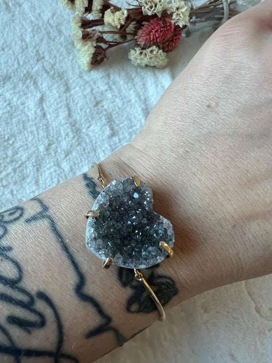 Regenbogen Amethyst Herz Armband größenverstellbar Gold galvanisiert