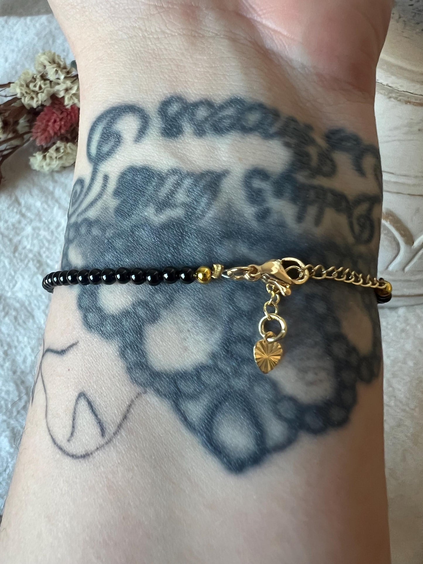 Turmalin Armband goldfarben grössenverstellbar