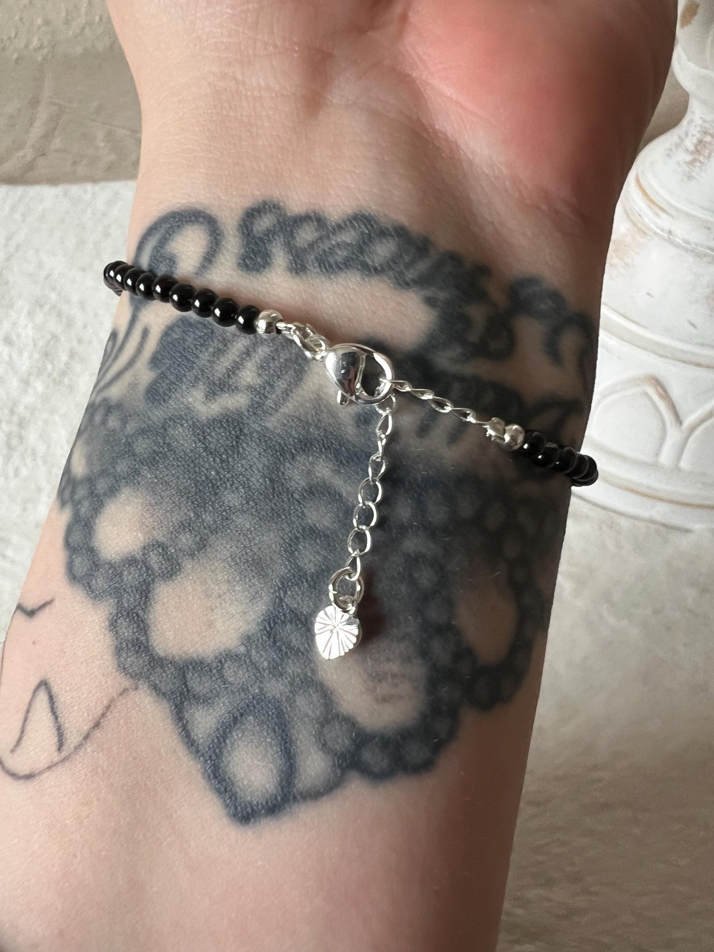 Turmalin Armband silberfarben grössenverstellbar