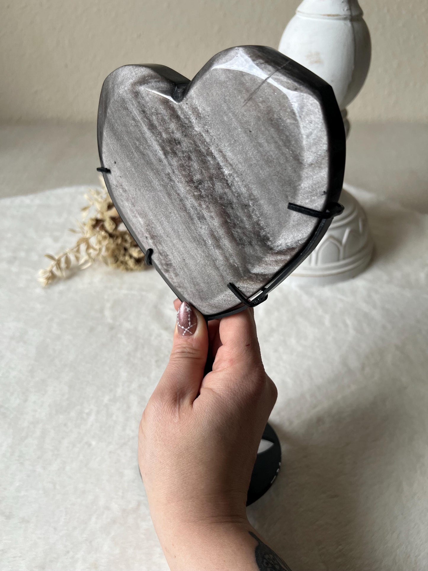 Silberschein Obsidian Herz XL