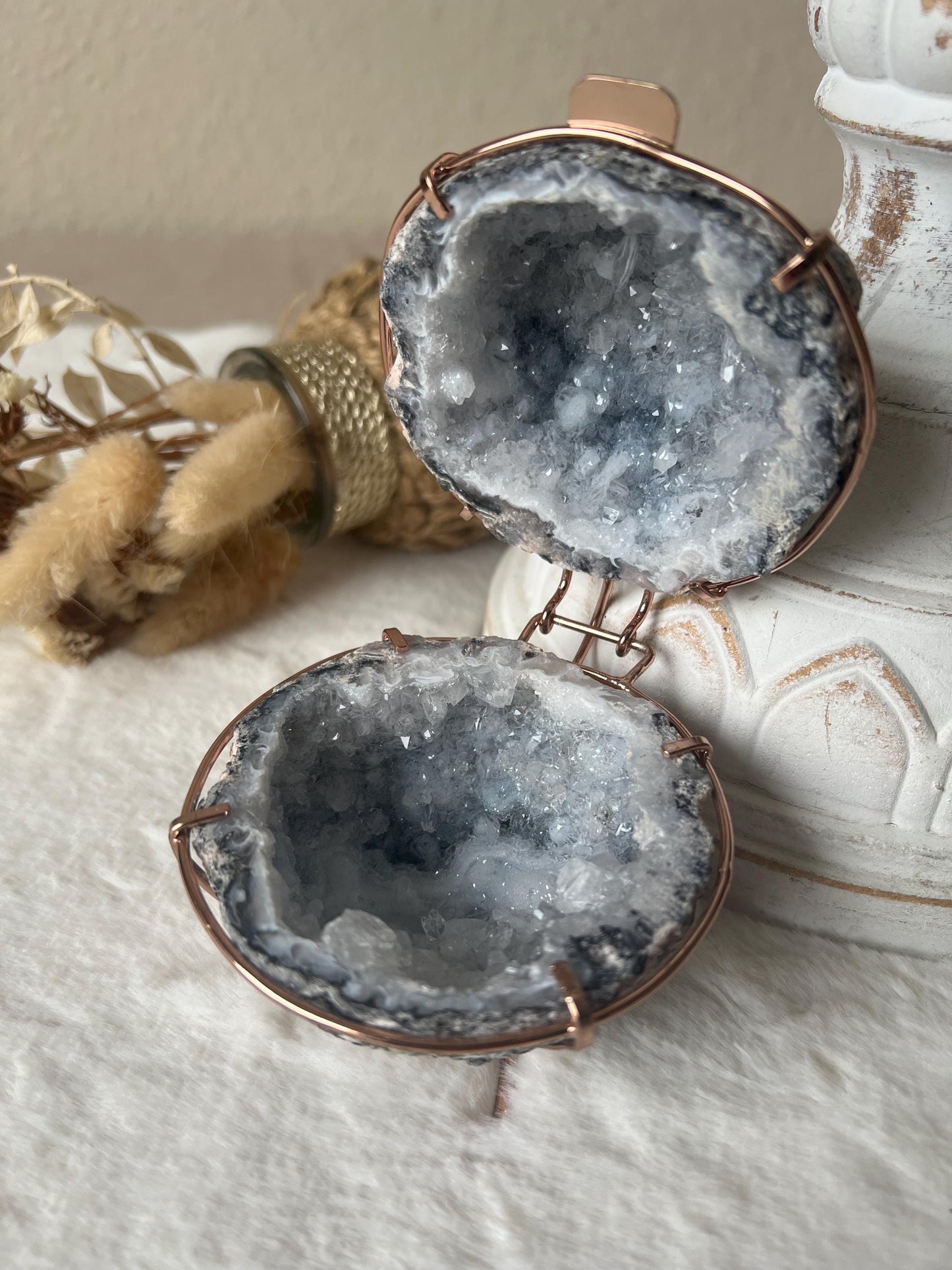 Schmuck Geode Calcit Roségold Heiratsantrag
